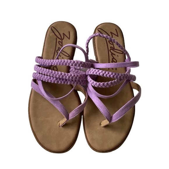Women's 8M Zodiac CARY-WOVEN  Lilac Purple Thong Sandals Flats - Picture 2 of 5